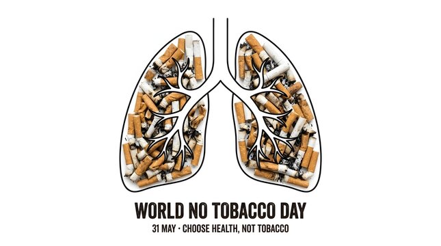 Cigarette crossed out with red x, no tobacco day awareness