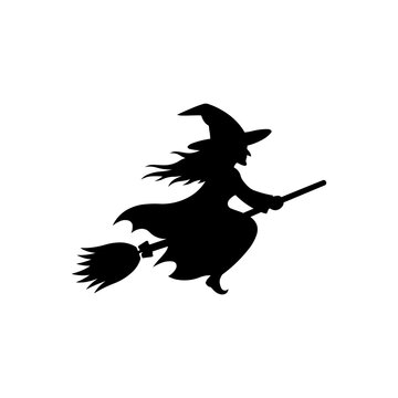 Halloween Witch Flying on Broomstick Icon