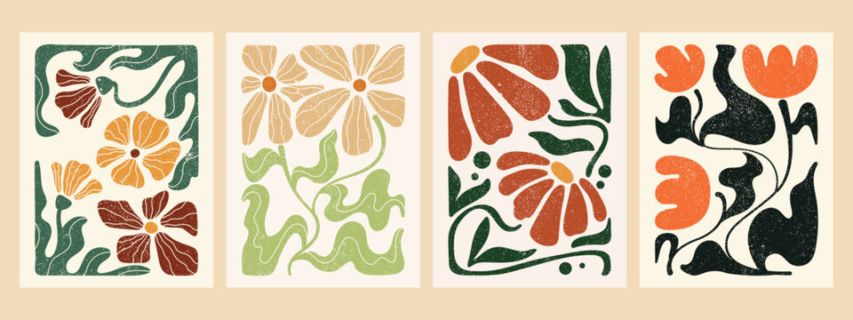 Retro Botanical Floral Illustration Set