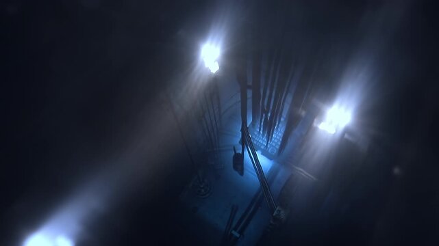 Nuclear Research reactor core powered with blue glow, radiation power plant.