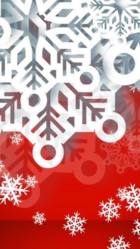 Animation of christmas decorations on red background