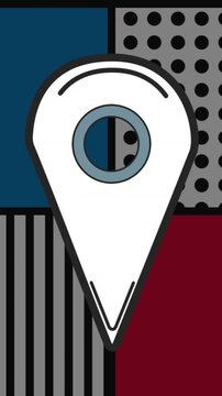 Animation of white tag icon over colourful background with shapes