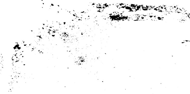 Monochrome texture composed of irregular graphic elements. Distressed uneven grunge background. Abstract vector illustration. Overlay for interesting effect and depth. Isolated on white background.