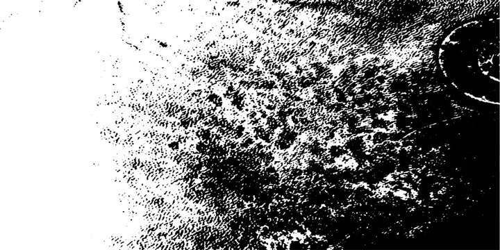 Monochrome texture composed of irregular graphic elements. Distressed uneven grunge background. Abstract vector illustration. Overlay for interesting effect and depth. Isolated on white background.