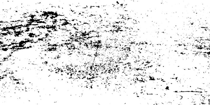Monochrome texture composed of irregular graphic elements. Distressed uneven grunge background. Abstract vector illustration. Overlay for interesting effect and depth. Isolated on white background.