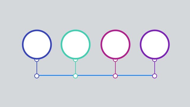 Infographic Template with Four Connected Circles on Horizontal Timeline Animation