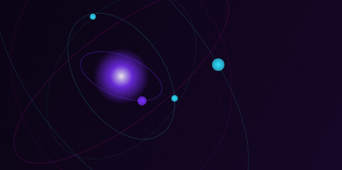 Minimalist digital representation of orbiting planets in deep space system © MDJAHIDHASAN