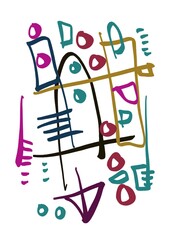 Abstract image for printing. Picture for modern interiors. The picture is painted by hand on a tablet. © neurostructure