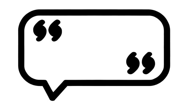 Black quotation mark speech bubble icon, isolated on transparent background