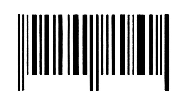 Black and white barcode pattern, isolated on transparent background