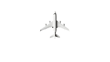 White passenger jet airplane with four engines, isolated on transparent background © Miguel