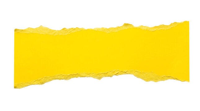 Yellow torn paper strip with rough edges