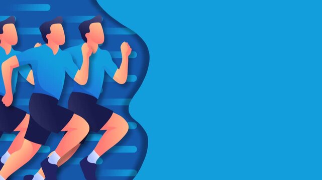 Vector Illustration of Male Runners Participating in a Marathon Race.