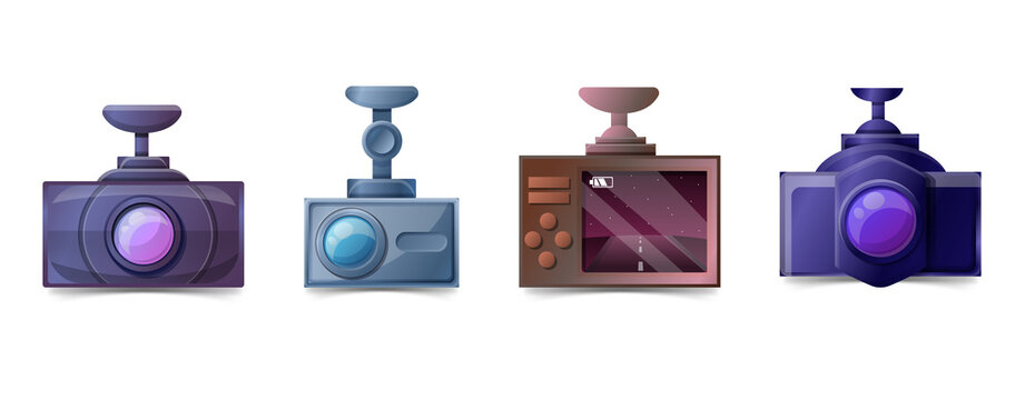 Colorful cartoon cameras for photography and videography transparent background