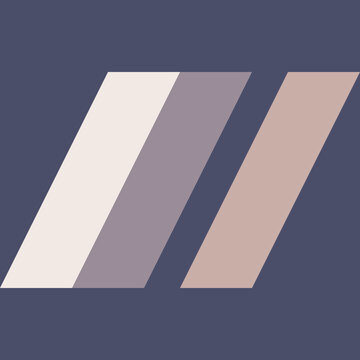 Abstract geometric composition featuring three slanted parallel parallelogram shapes in muted tones on a dark background.