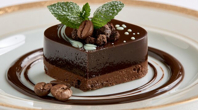 A prestigious international pastry competition composition featuring espresso martini fudge recipes transformed into an award-winning gourmet dessert with flawless artistic presentation