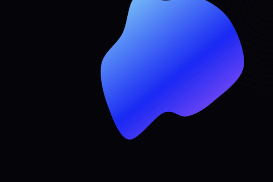 Smooth blue gradient organic shape floating on solid black background