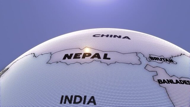 A digital 3D map highlighting India, surrounded by neighboring countries, INDIA map, nepal map, China map,