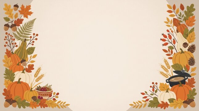 Harvest autumn background with colorful leaves and pumpkins border design autumn season thanksgiving design fall harvest autumn vector harvest festival fall foliage autumn template autumn art