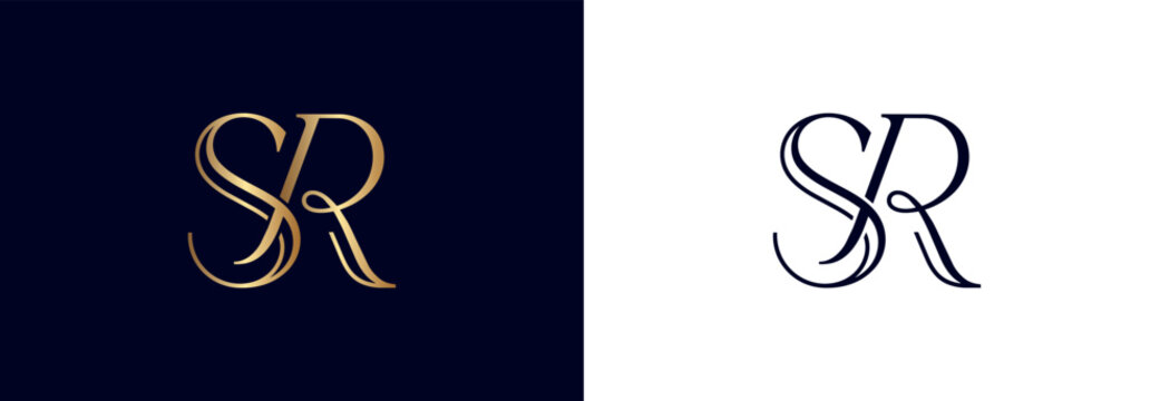 Modern SR monogram logo with flowing lines and elegant curves for contemporary brands.