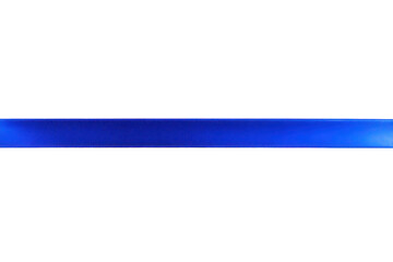 Obraz premium Vibrant blue satin ribbon isolated on white background for gift wrapping and decoration.