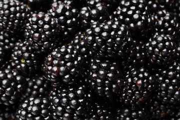 Heap of ripe tasty blackberries as background, closeup © New Africa