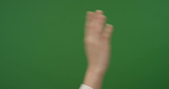 Human Hand Waving Gesture Motion Captured on Green Screen Background Overlay