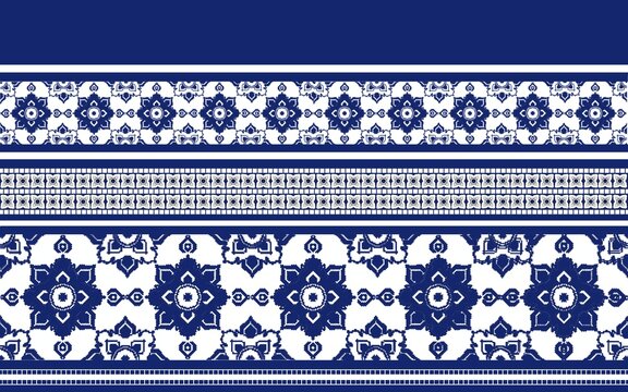 Thai Traditional Pracham Yam Seamless Pattern &ndash; Blue