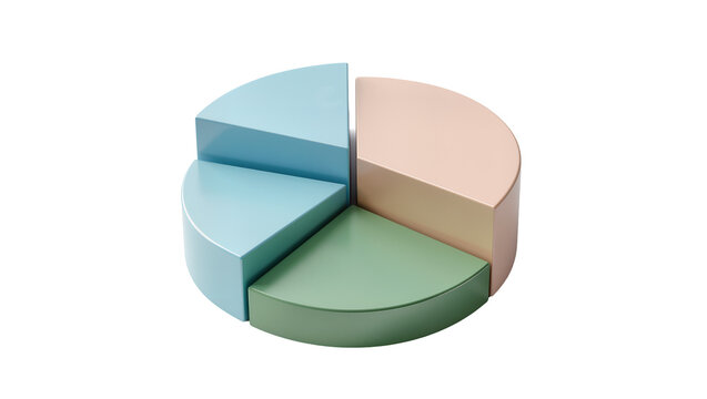 Colorful geometric pie chart segments, isolated on transparent background