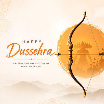Elegant Dussehra Greeting Poster Celebrating the Victory of Good Over Evil