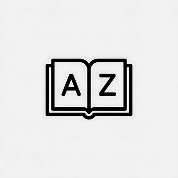Open book icon with a to z letters