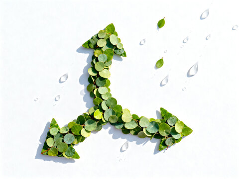Green leaf arrows pointing in three directions