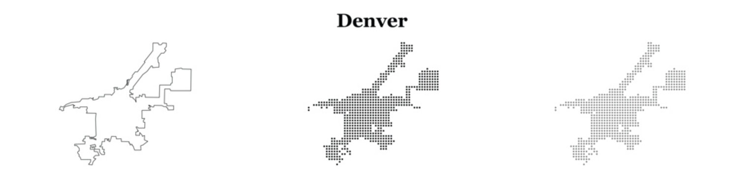 Denver city map contour dot design perfect for regional data analysis.