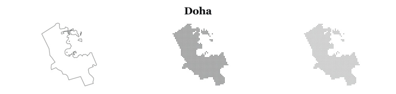 Doha city map contour dot design perfect for travel guide infographics.