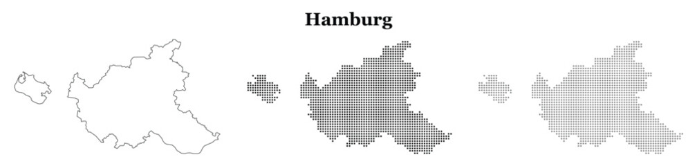Obraz premium Hamburg vector map outline and dot pattern design geography elements.