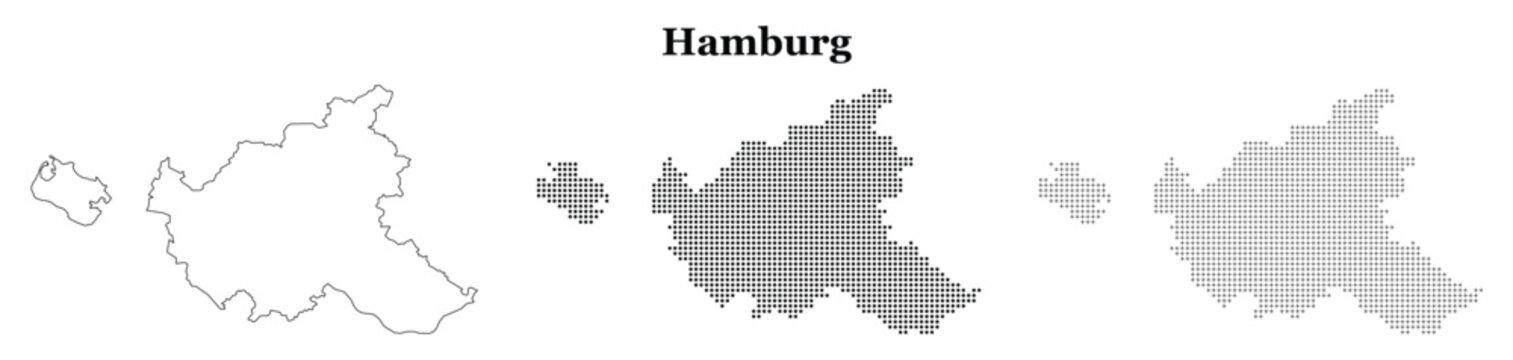 Hamburg vector map outline and dot pattern design geography elements.