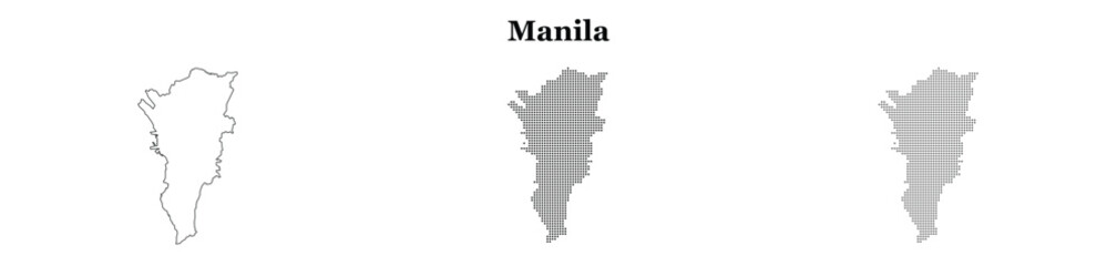 Obraz premium Manila philippines vector map outline country border geography silhouette illustration.