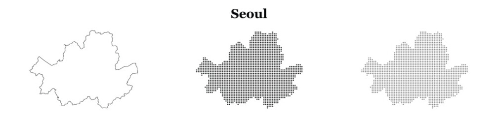 Obraz premium Seoul city outline map with dot patterns geographic location design.