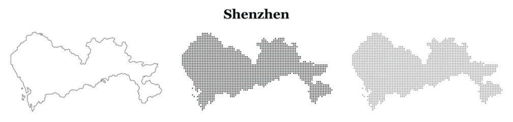 Obraz premium Shenzhen china city map designs including dotted and line art.