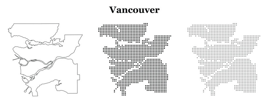 Vancouver city map outline dotted minimalist vector urban projects.