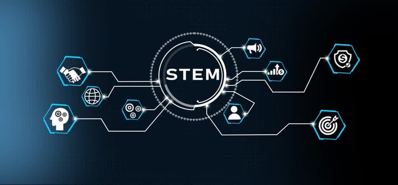 Document management STEM System Digital rights management. Business, Technology, Internet and network concept.