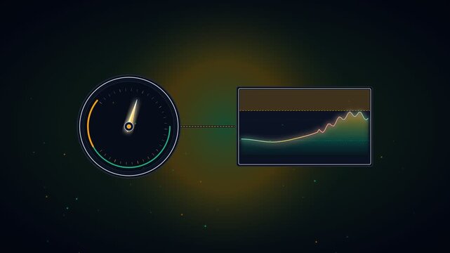 Abstract financial chart and gauge speedometer concept showing business growth and performance