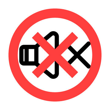 Audio off speaker icon with red X cross line, symbol for turning off audio and silence required 