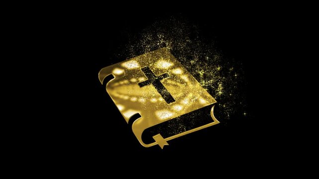 Religious golden book bible, faith and religion, transparent background