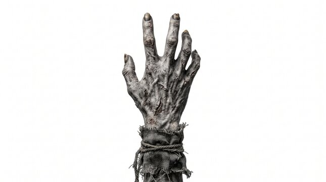 zombie hand undead halloween monster creature scary horror dead ghoul corpse decayed rotting flesh skin gray grey creepy spooky evil dark sinister on transparent background