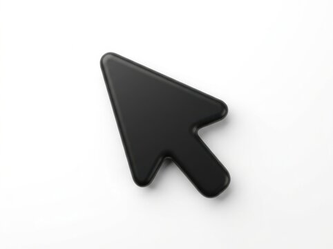 Black 3d mouse cursor arrow icon isolated on a simple clean background