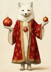 Fototapeta premium Arctic Fox animal fox illustration.