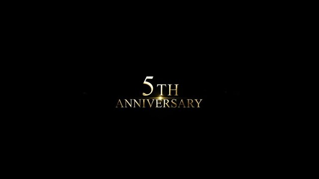 Happy 5th anniversary greetings in a beautiful golden style, celebration, transparent background