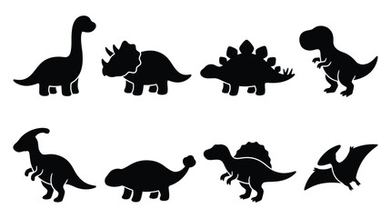 Dinosaur silhouettes collection on a white background vector illustration © Tanzu