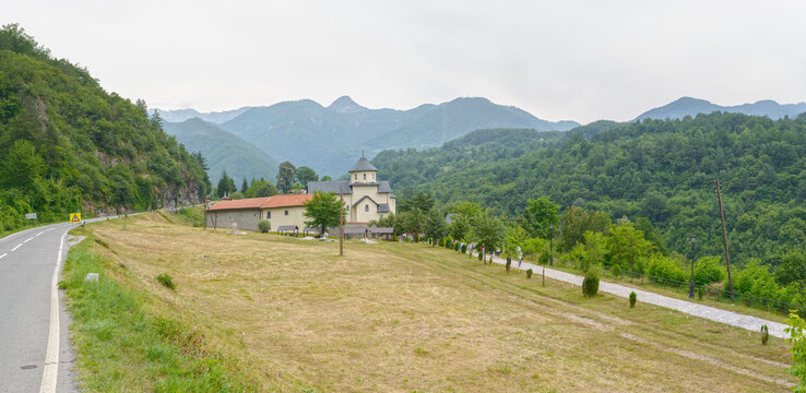 Moraca monastery in mountains of Montenegro.